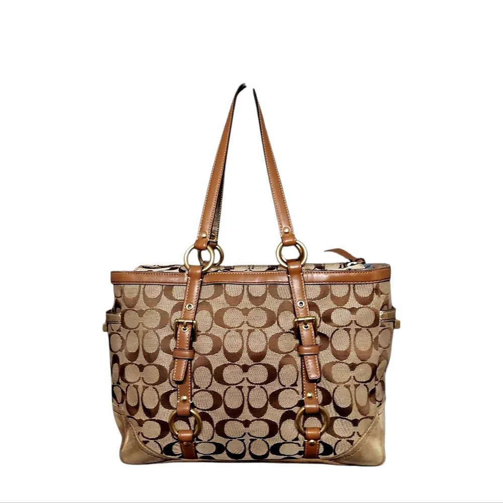 Coach Y2K Signature Turnlock Jacquard, Leather & Suede Tote Bag EUC - Picture 4 of 15